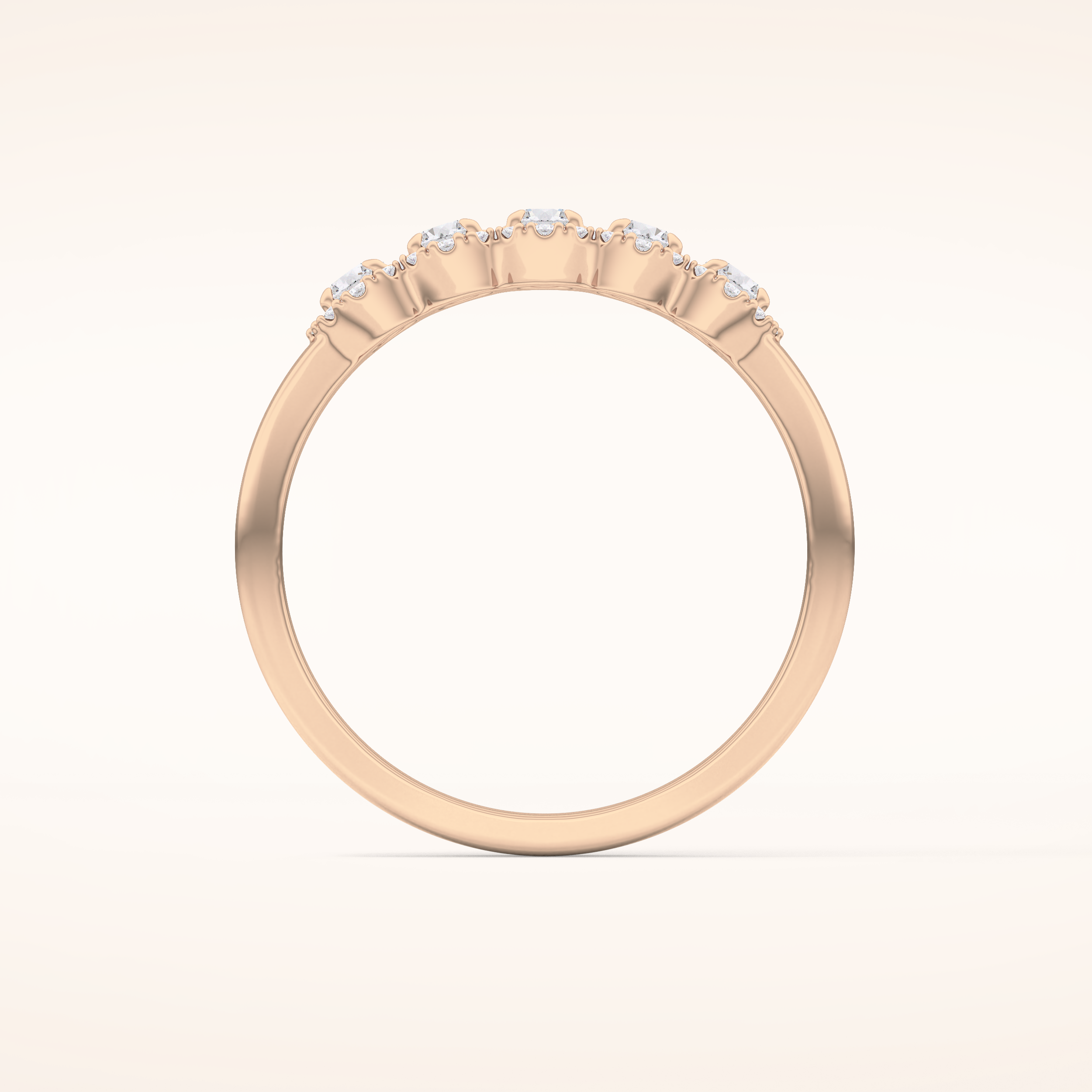 0.53 TCW Round Shaped Moissanite Five Stone Wedding Band