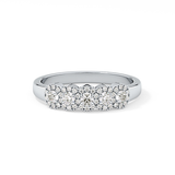 Five Stones and Halo Wedding Band with 0.53 TCW Round Cut Moissanite – Yellow, White, or Rose Gold