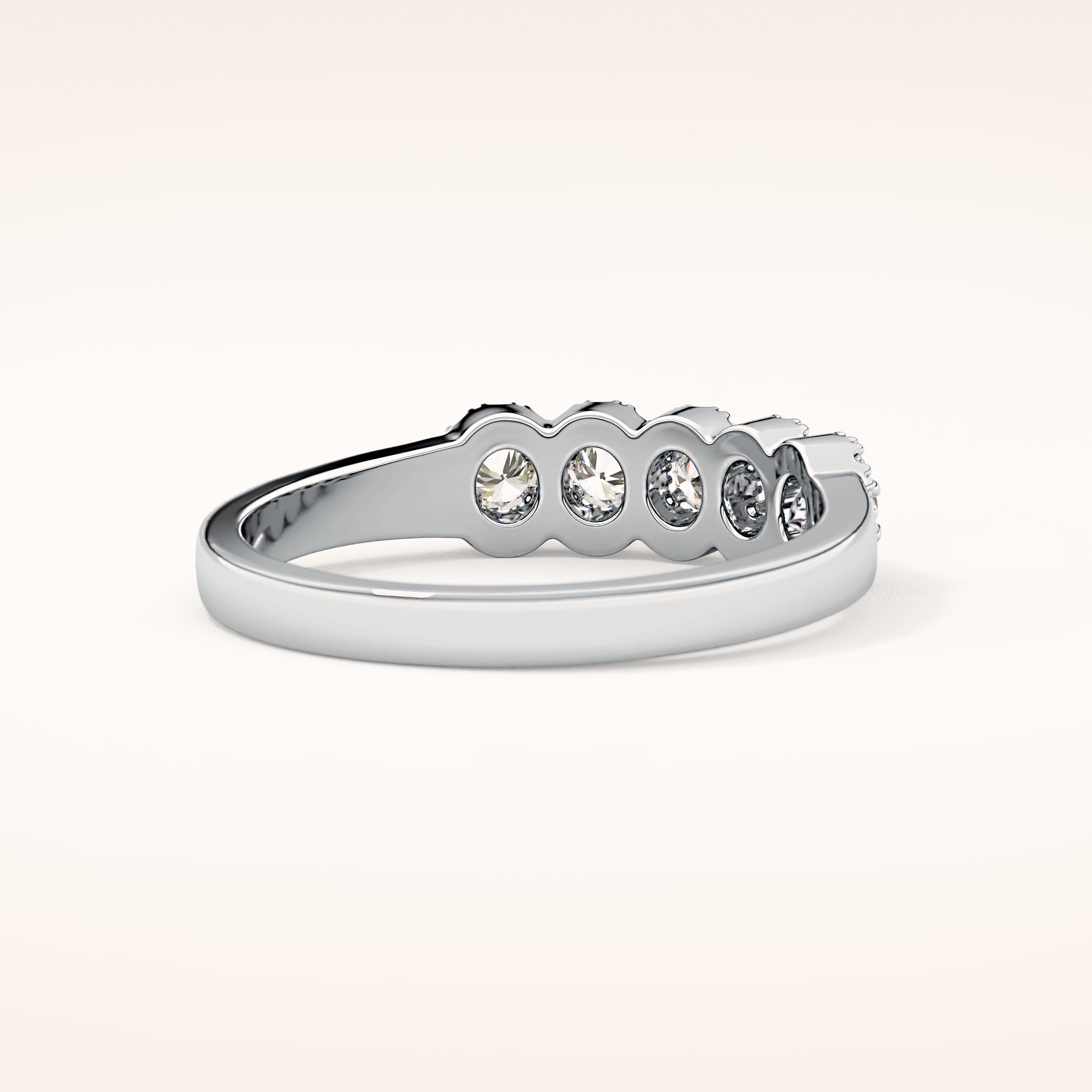 0.53 TCW Round Shaped Moissanite Five Stone Wedding Band