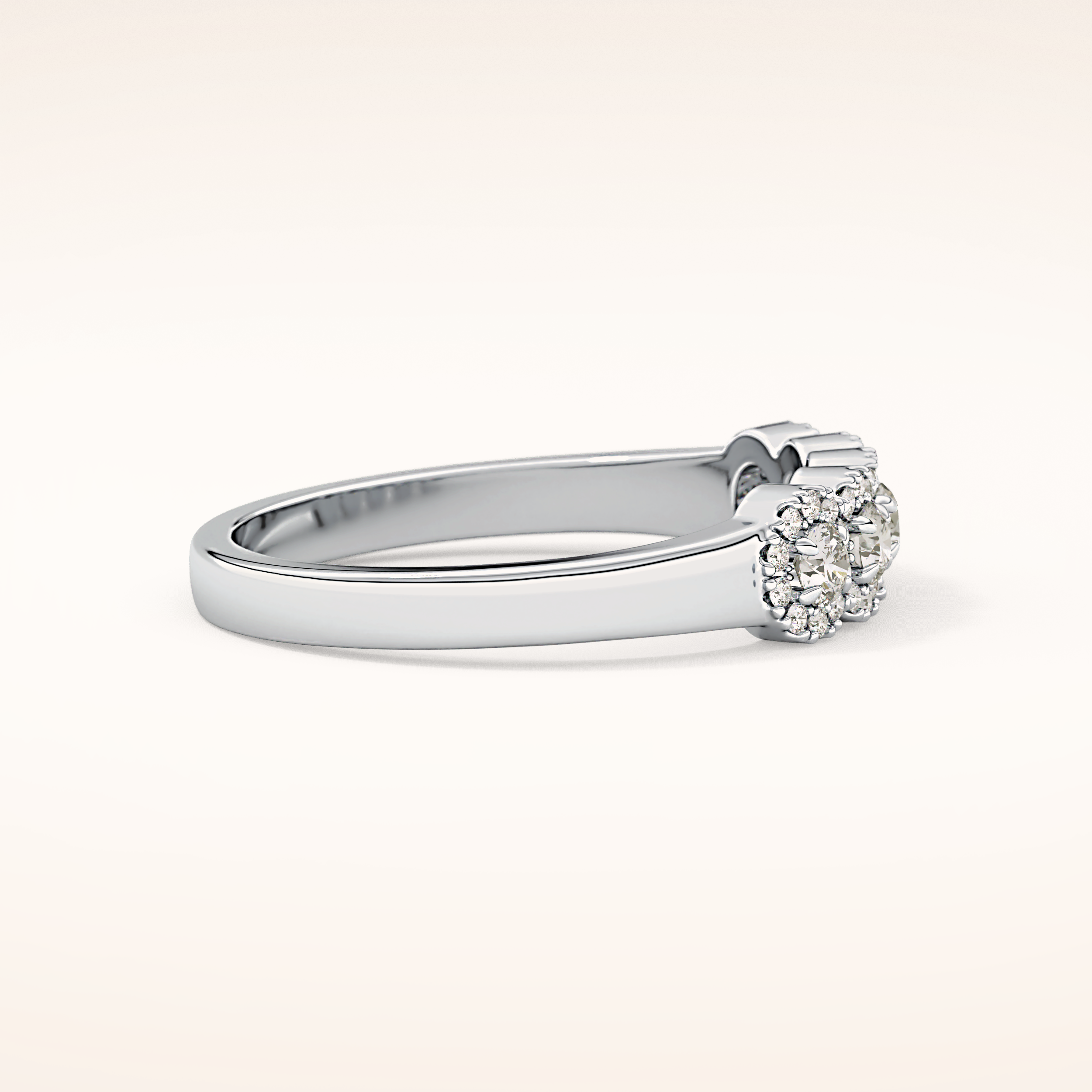 0.53 TCW Round Shaped Moissanite Five Stone Wedding Band