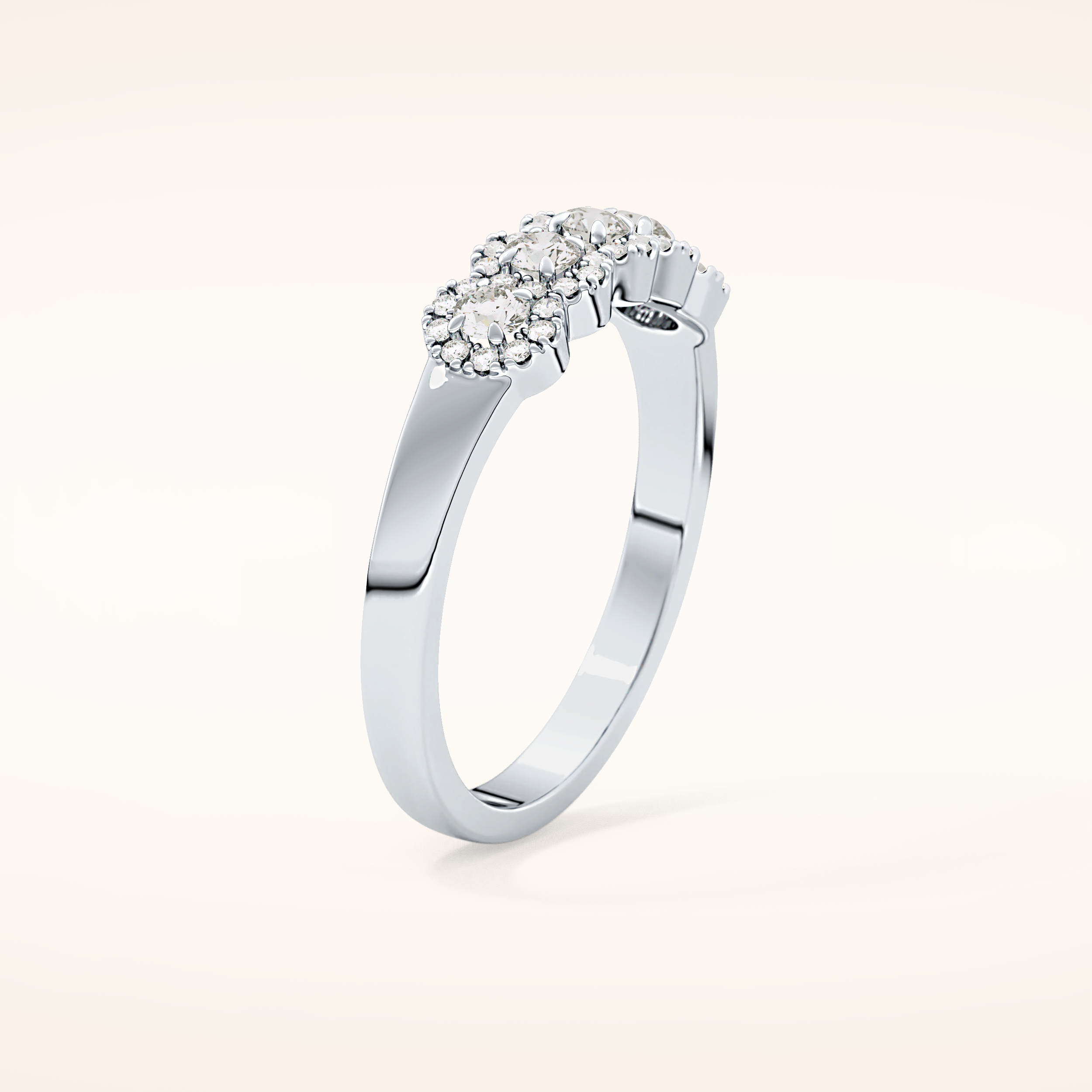 0.53 TCW Round Shaped Moissanite Five Stone Wedding Band