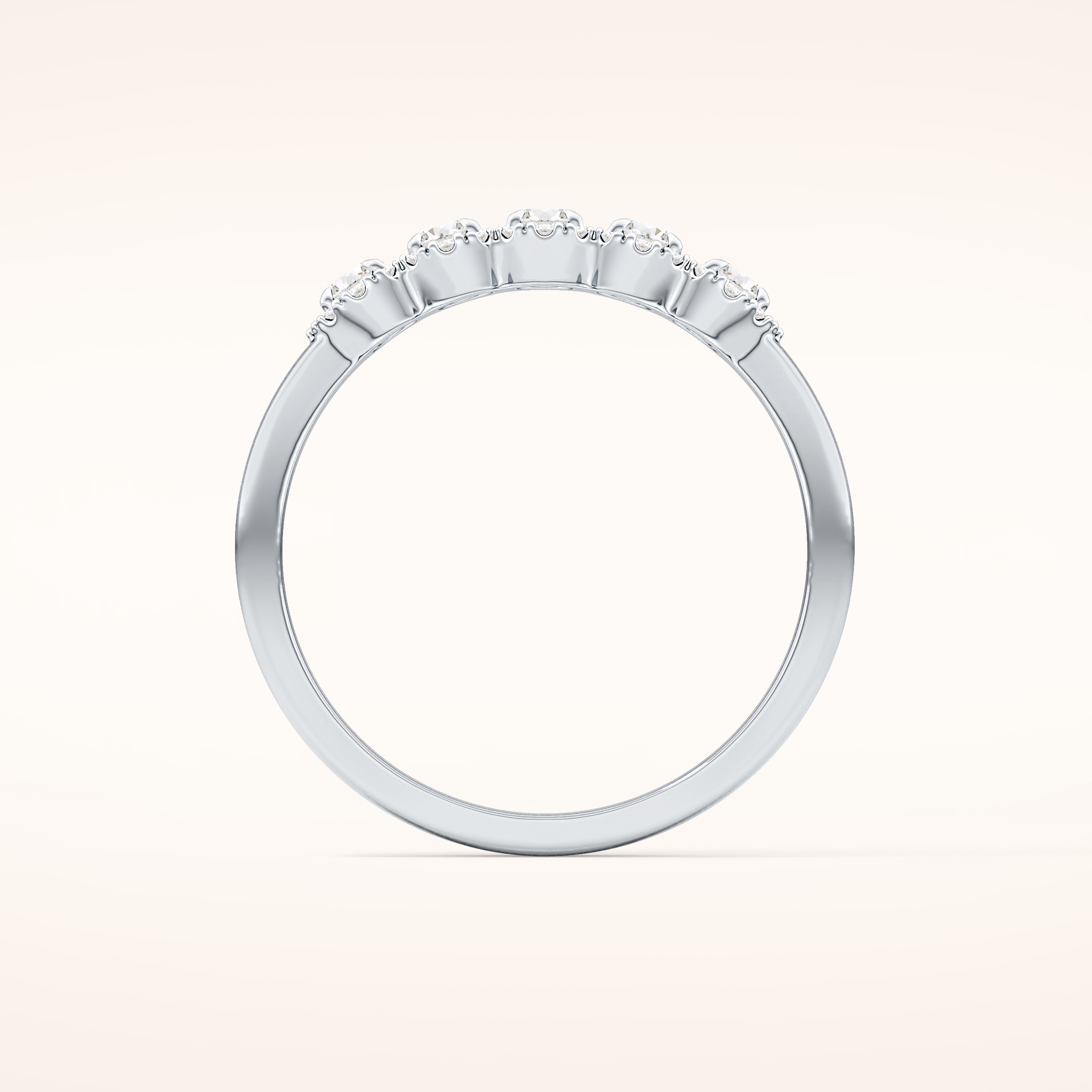 0.53 TCW Round Shaped Moissanite Five Stone Wedding Band