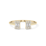 Wedding Band with 0.34 TCW Round and Emerald Cut Moissanite – Yellow, White, or Rose Gold