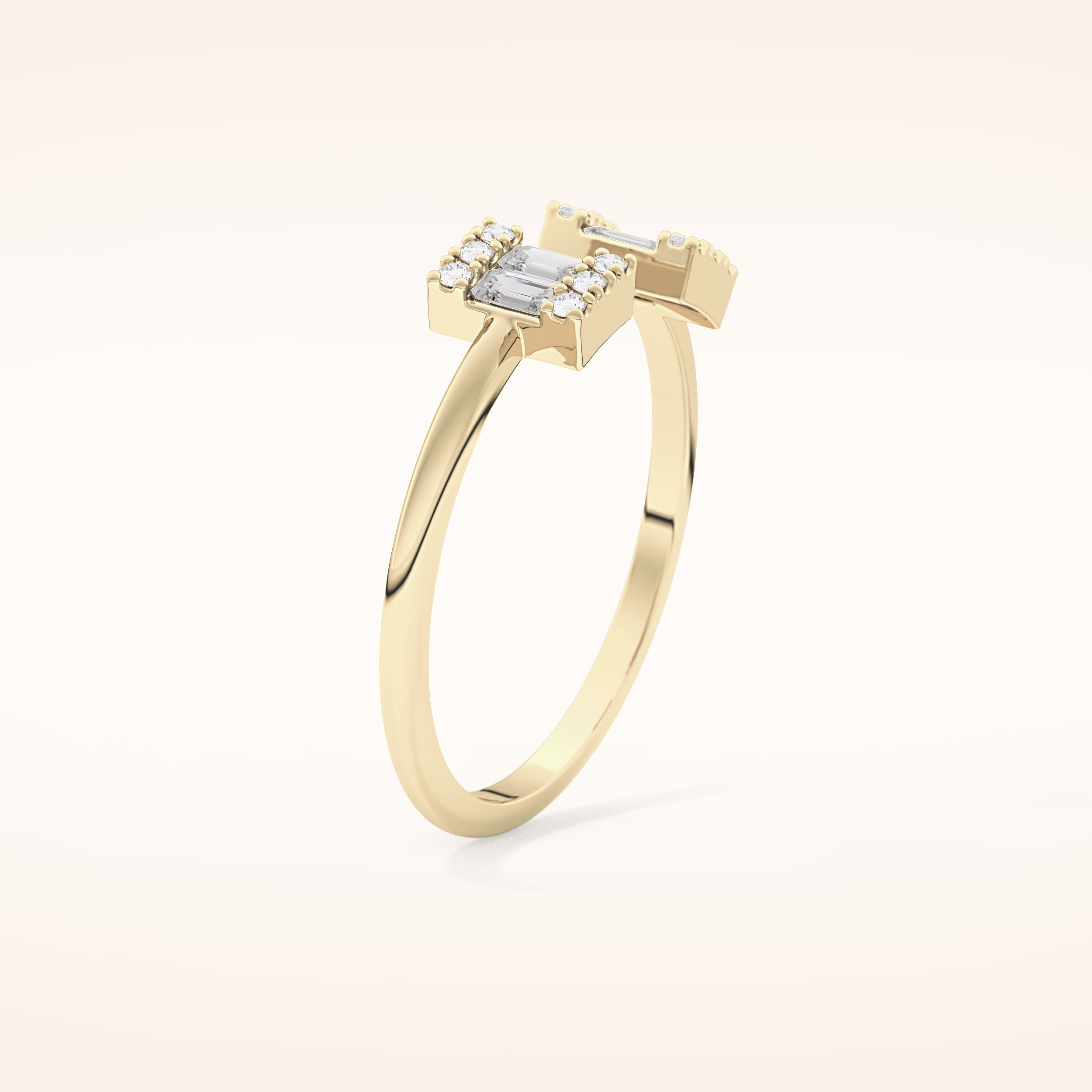 0.34 TCW Round & Emerald Shaped Moissanite Multi Stone Wedding Band