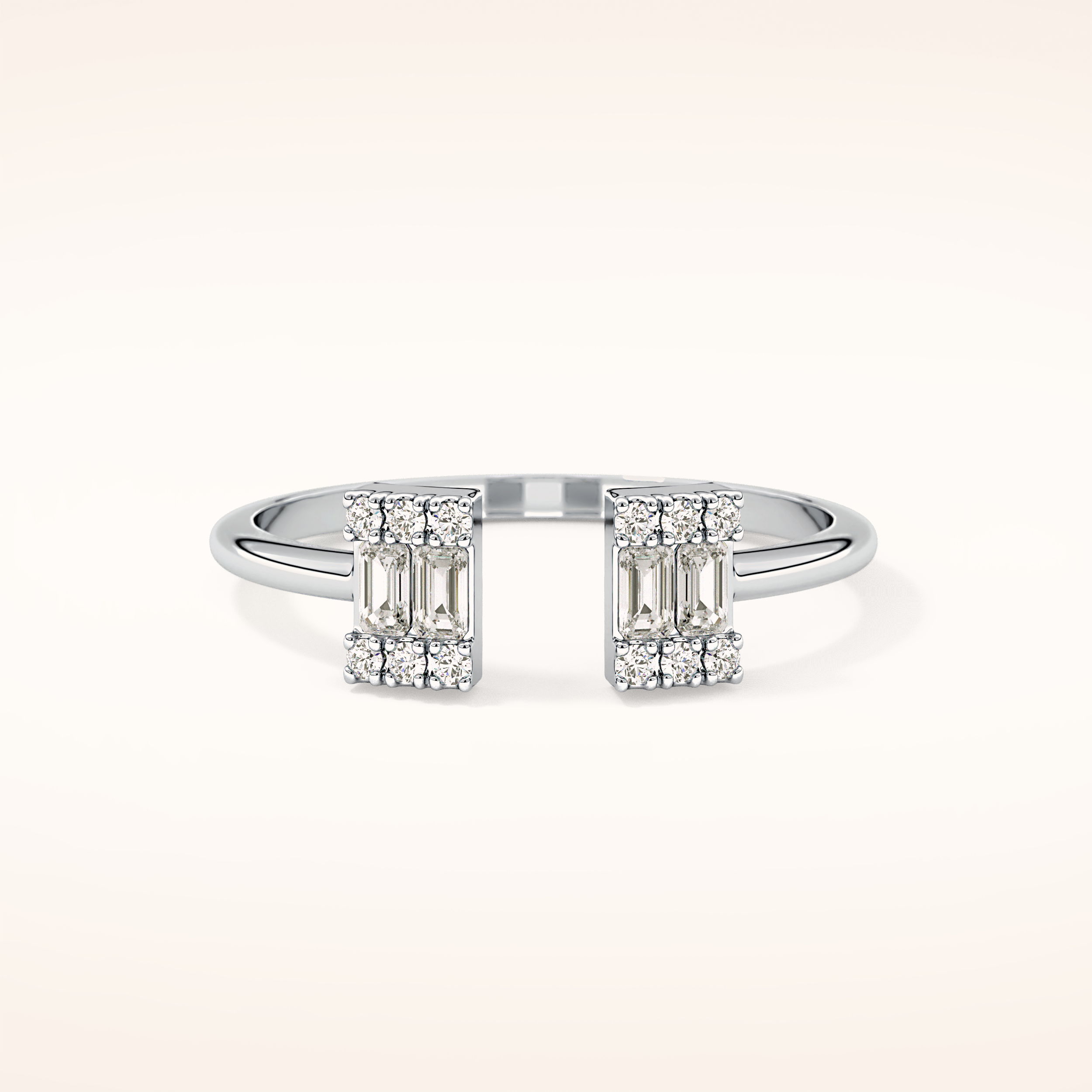 0.34 TCW Round & Emerald Shaped Moissanite Multi Stone Wedding Band