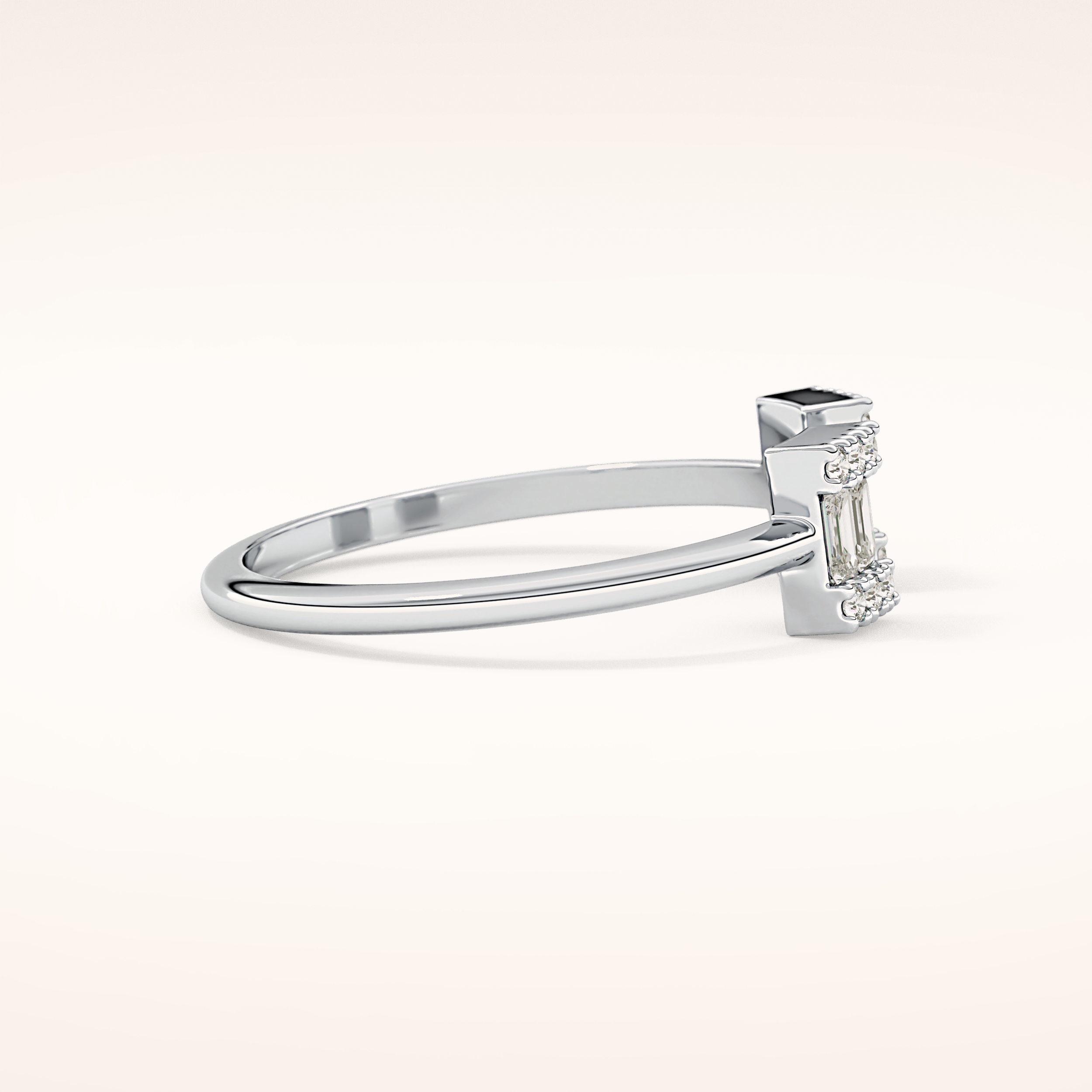0.34 TCW Round & Emerald Shaped Moissanite Multi Stone Wedding Band