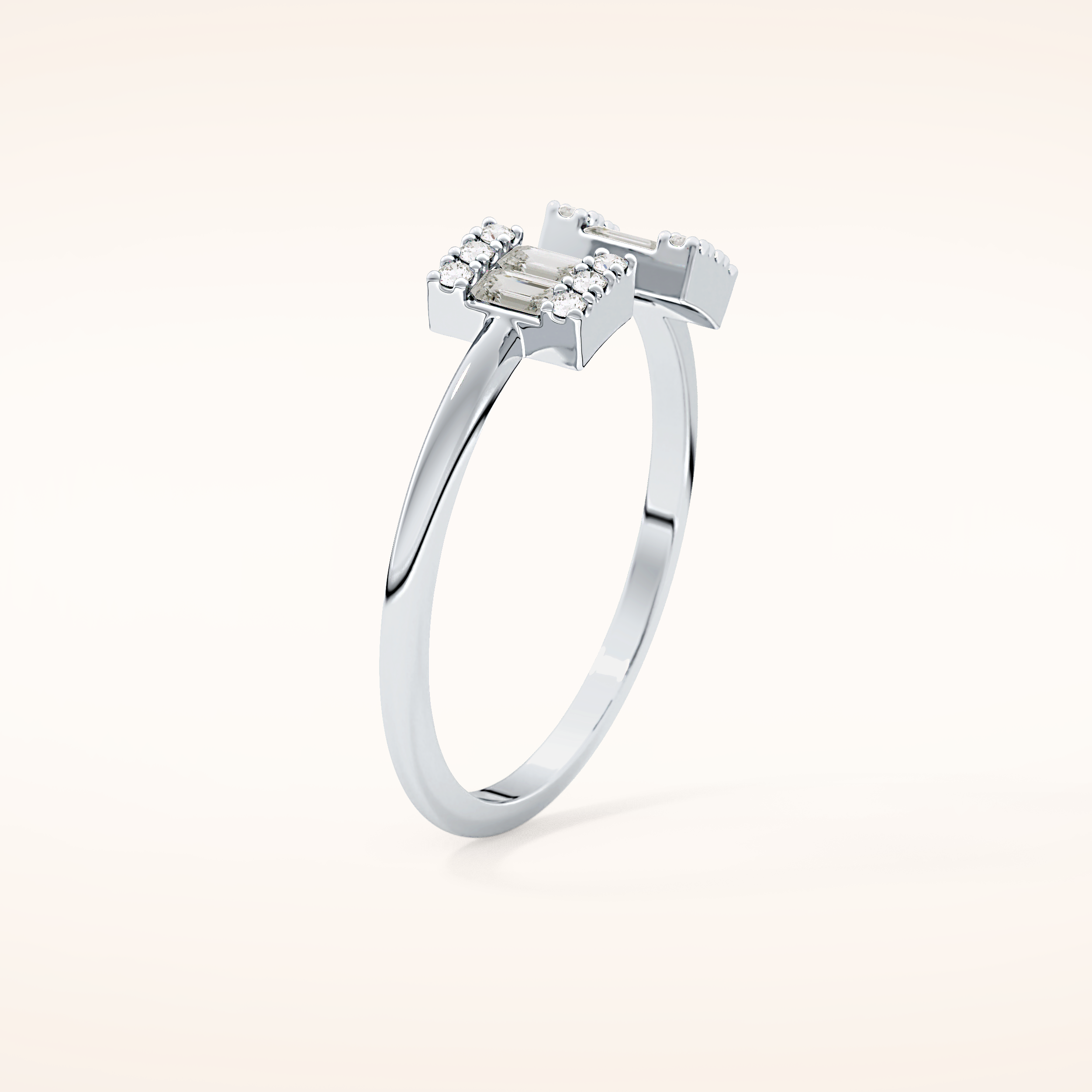 0.34 TCW Round & Emerald Shaped Moissanite Multi Stone Wedding Band