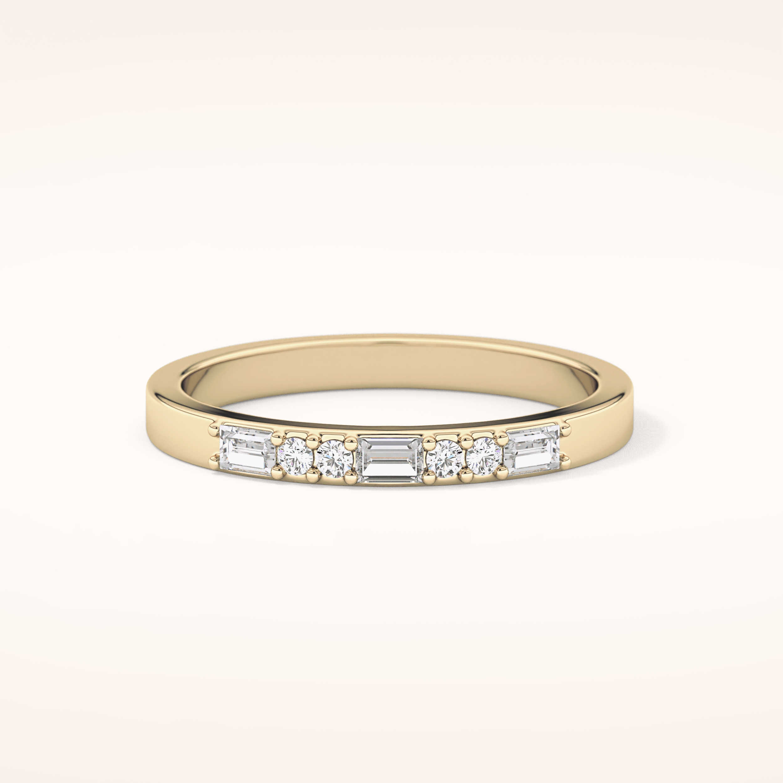 0.31 TCW Round & Baguette Shaped Moissanite Alternate Setting Wedding Band