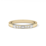 Alternate Setting Wedding Band with 0.31 TCW Round and Baguette Cut Moissanite – Yellow, White, or Rose Gold