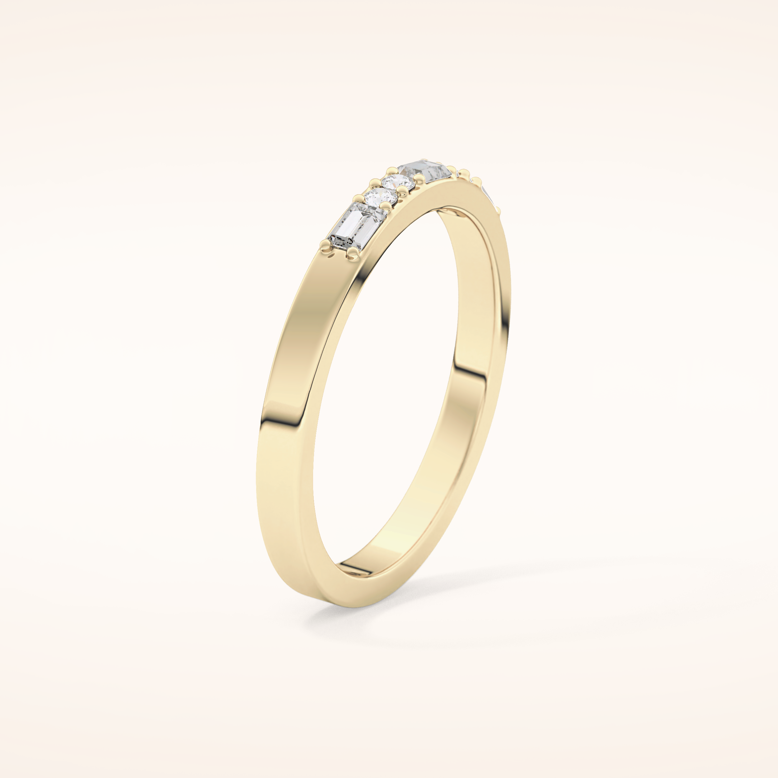 0.31 TCW Round & Baguette Shaped Moissanite Alternate Setting Wedding Band