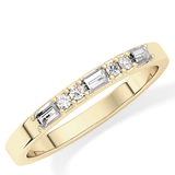 Alternate Setting Wedding Band with 0.31 TCW Round and Baguette Cut Moissanite – Yellow, White, or Rose Gold