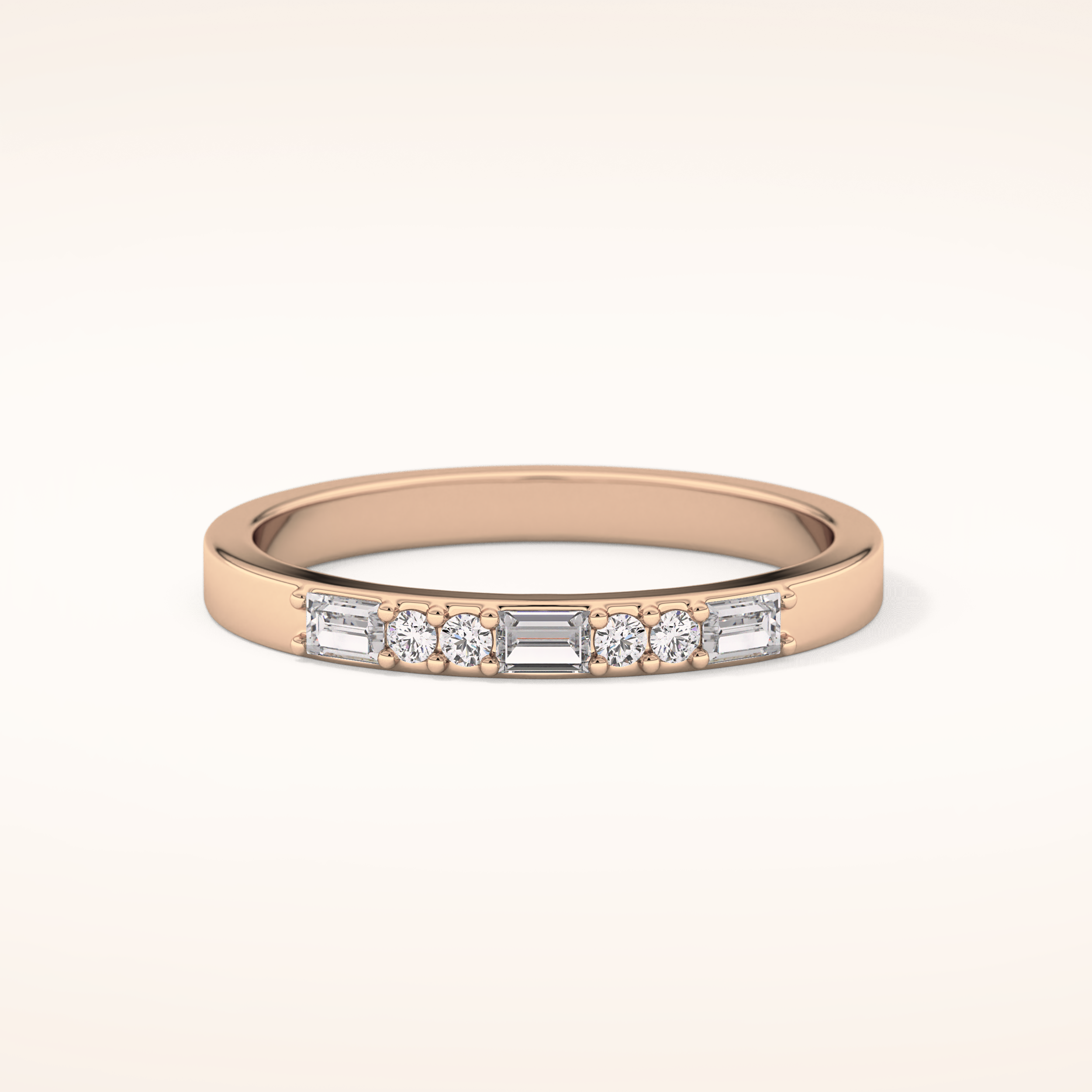 0.31 TCW Round & Baguette Shaped Moissanite Alternate Setting Wedding Band