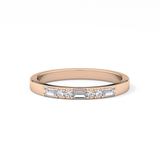Alternate Setting Wedding Band with 0.31 TCW Round and Baguette Cut Moissanite – Yellow, White, or Rose Gold