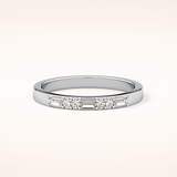 0.31 TCW Round & Baguette Shaped Moissanite Alternate Setting Wedding Band
