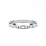 Alternate Setting Wedding Band with 0.31 TCW Round and Baguette Cut Moissanite – Yellow, White, or Rose Gold