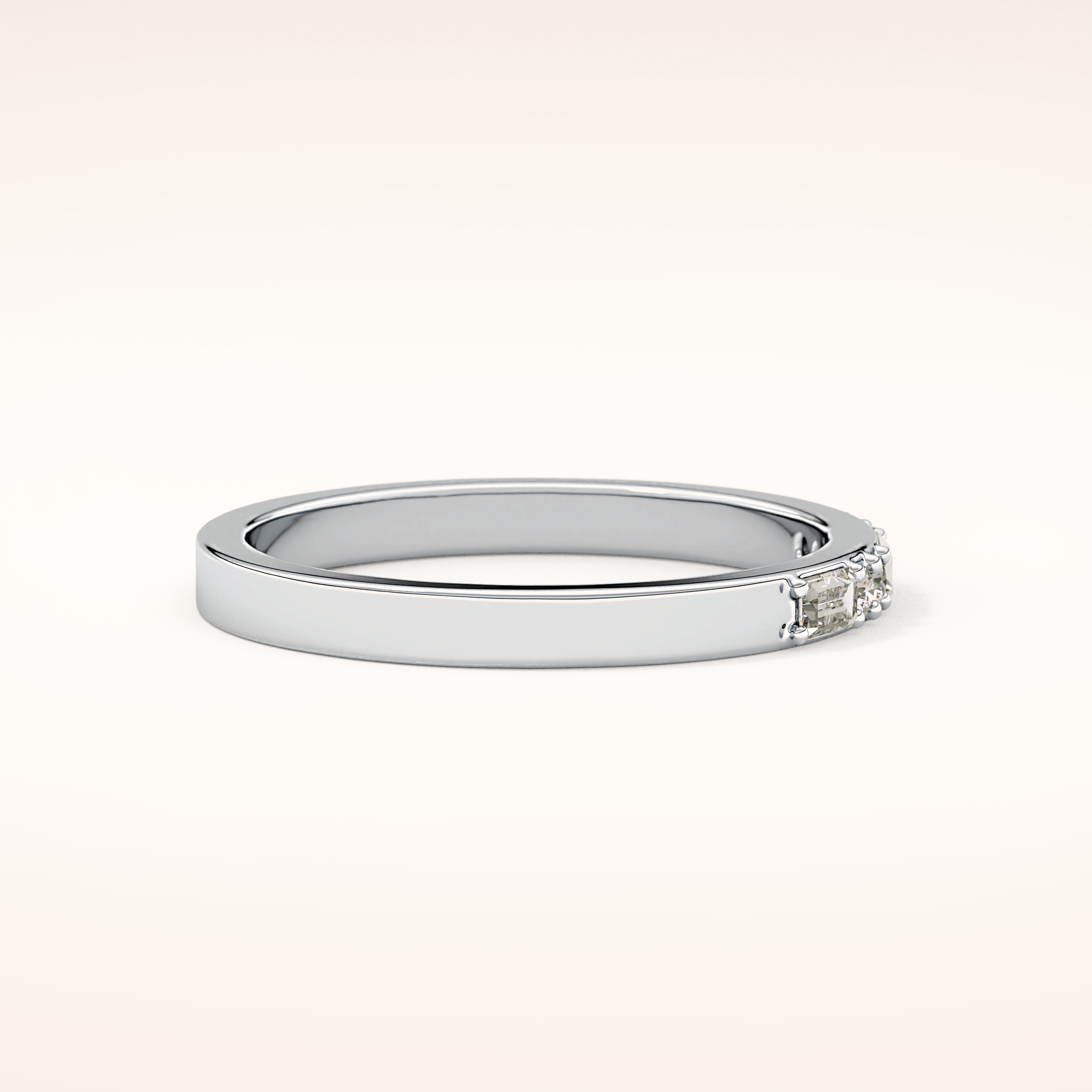 0.31 TCW Round & Baguette Shaped Moissanite Alternate Setting Wedding Band