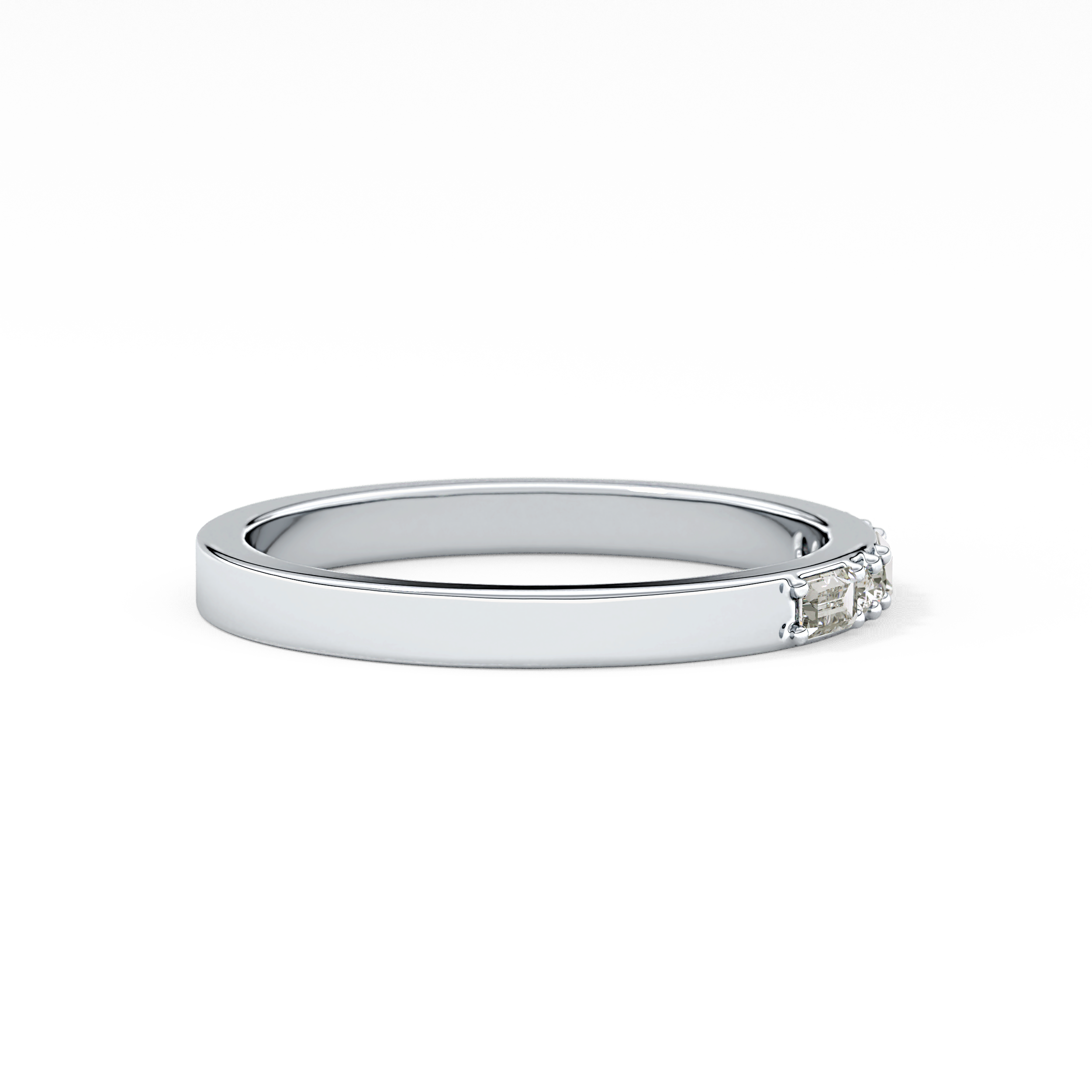 Alternate Setting Wedding Band with 0.31 TCW Round and Baguette Cut Moissanite – Yellow, White, or Rose Gold