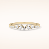 0.3 TCW Round & Emerald Shaped Moissanite Multi Stone Wedding Band
