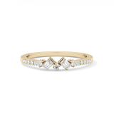 Multi Stones Wedding Band with 0.3 TCW Round and Emerald Cut Moissanite – Yellow, White, or Rose Gold