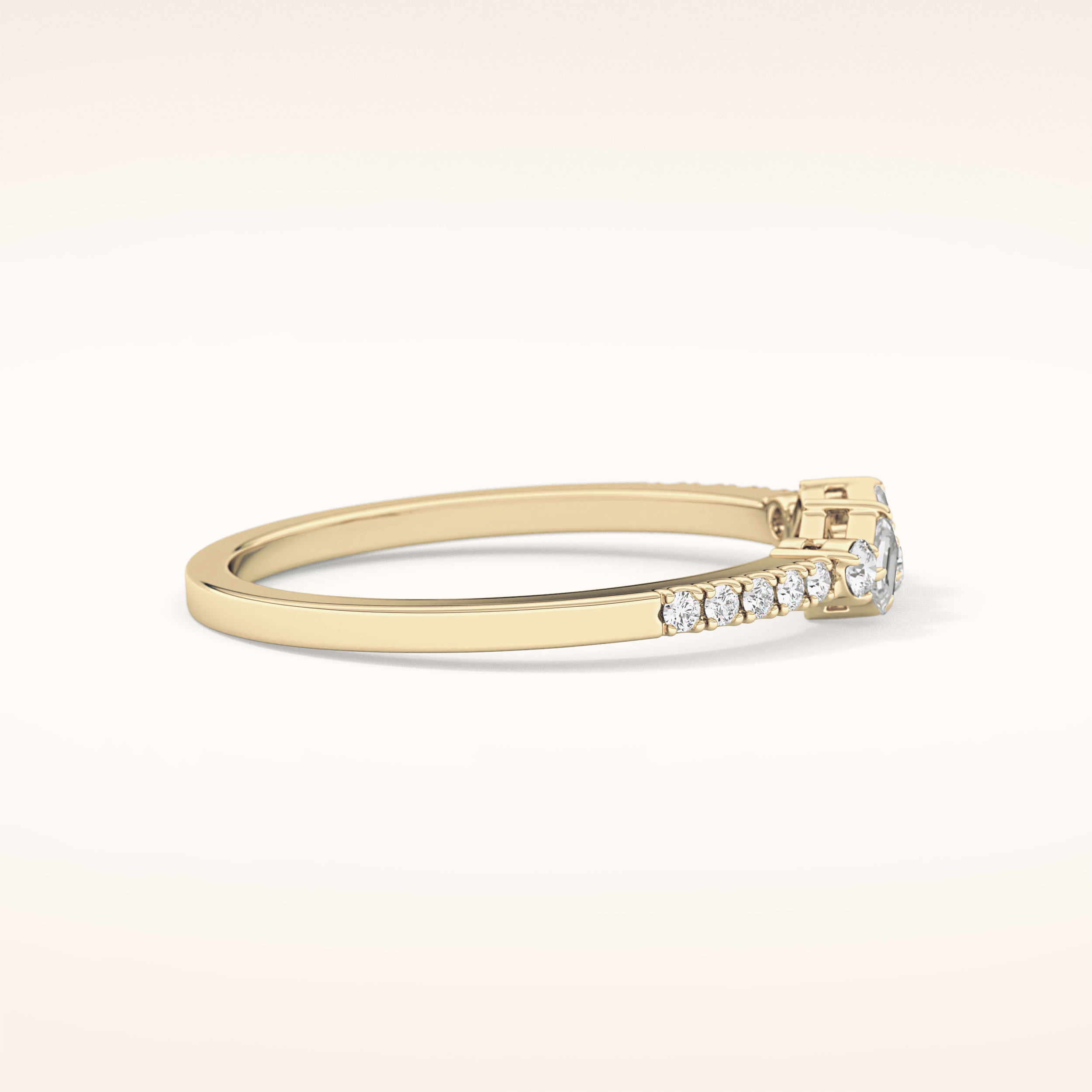0.3 TCW Round & Emerald Shaped Moissanite Multi Stone Wedding Band