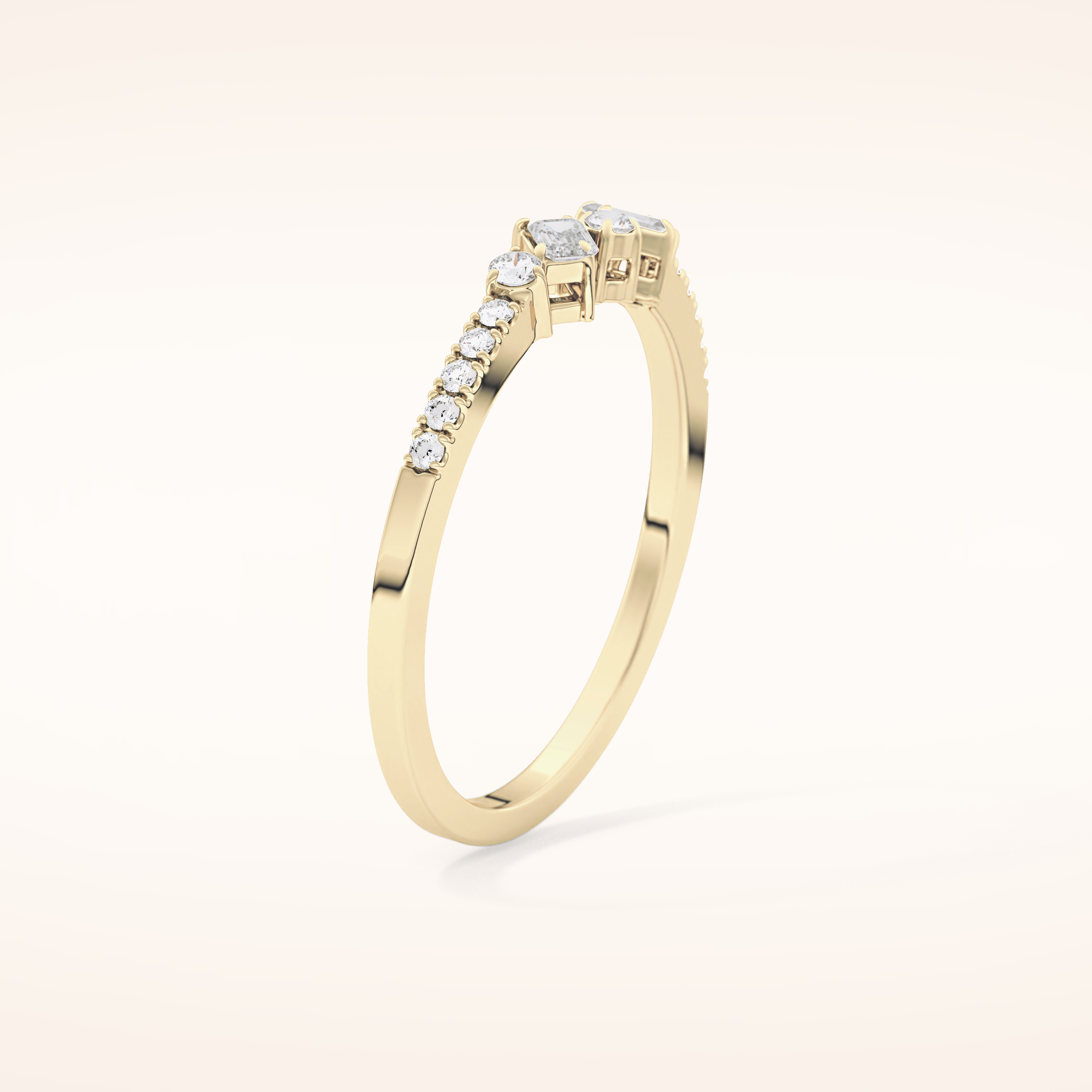 0.3 TCW Round & Emerald Shaped Moissanite Multi Stone Wedding Band