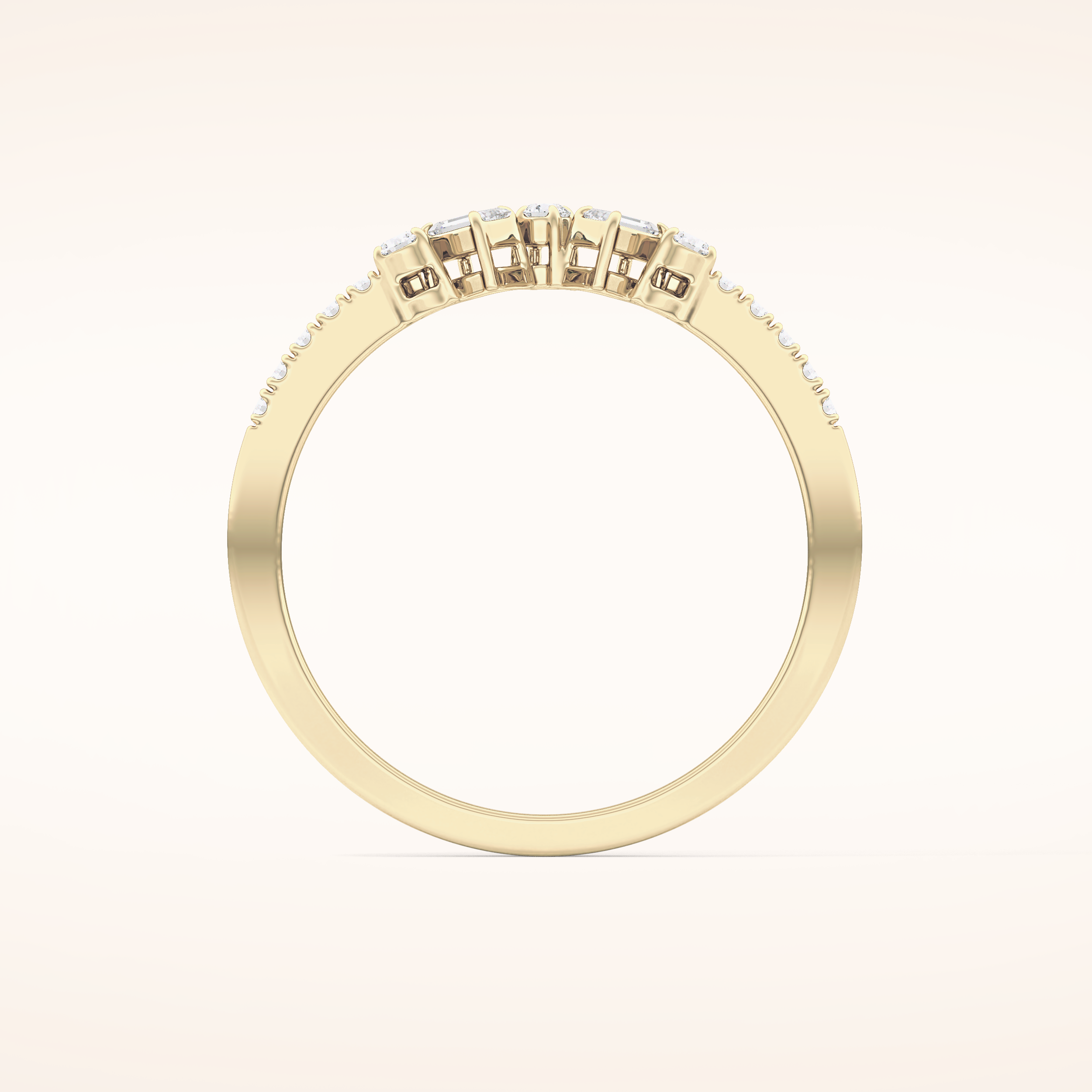 0.3 TCW Round & Emerald Shaped Moissanite Multi Stone Wedding Band