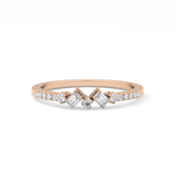 Multi Stones Wedding Band with 0.3 TCW Round and Emerald Cut Moissanite – Yellow, White, or Rose Gold