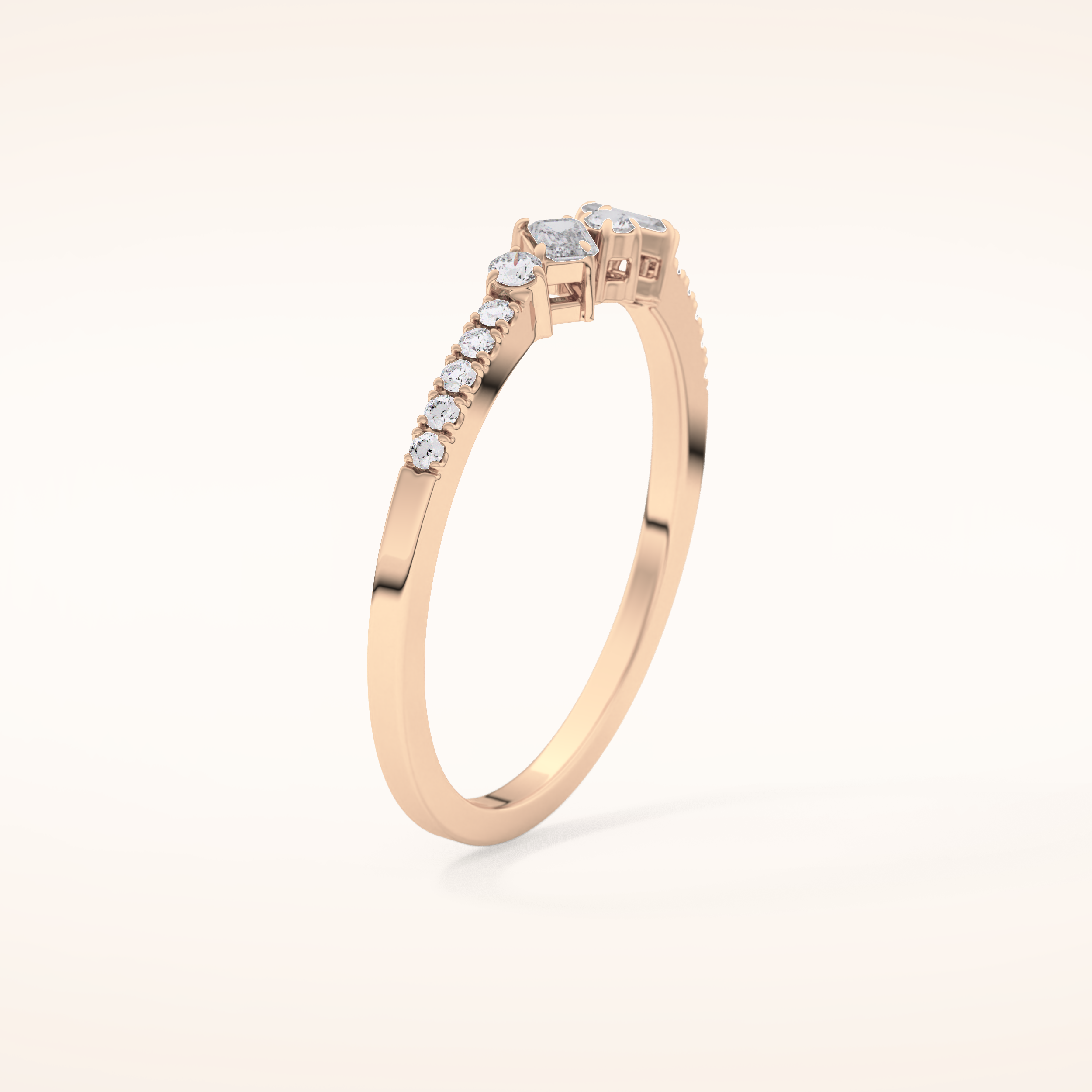 0.3 TCW Round & Emerald Shaped Moissanite Multi Stone Wedding Band