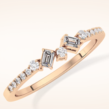 0.3 TCW Round & Emerald Shaped Moissanite Multi Stone Wedding Band