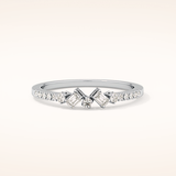 0.3 TCW Round & Emerald Shaped Moissanite Multi Stone Wedding Band