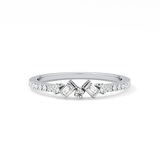 Multi Stones Wedding Band with 0.3 TCW Round and Emerald Cut Moissanite – Yellow, White, or Rose Gold