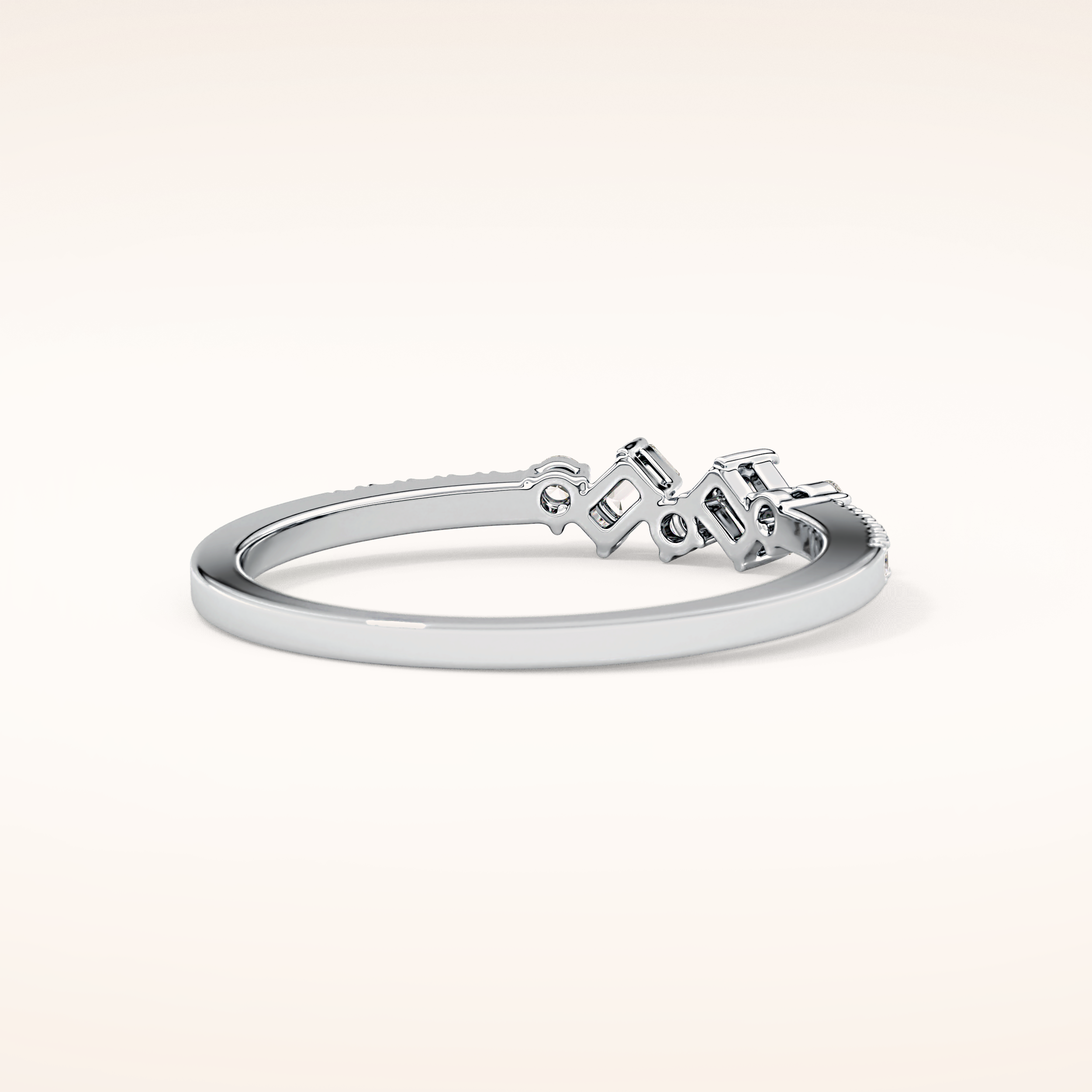 0.3 TCW Round & Emerald Shaped Moissanite Multi Stone Wedding Band