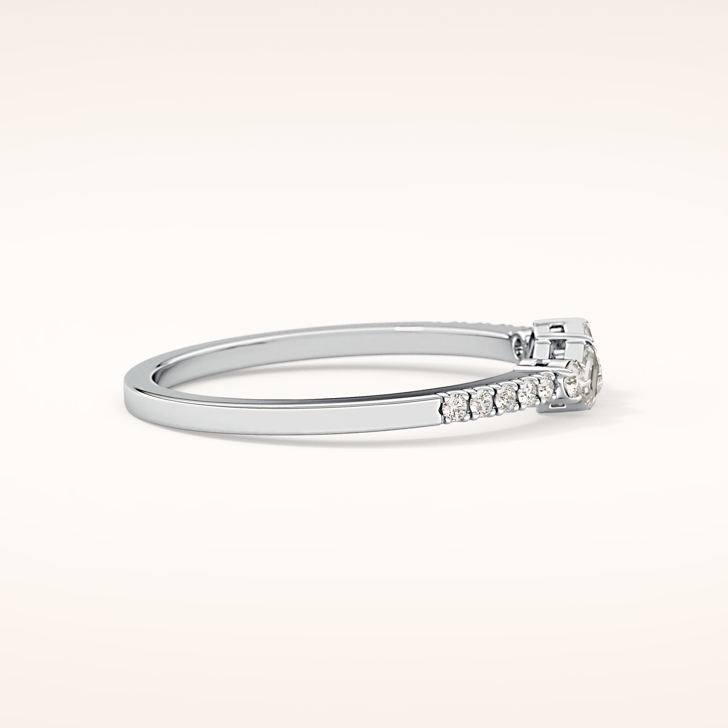 0.3 TCW Round & Emerald Shaped Moissanite Multi Stone Wedding Band