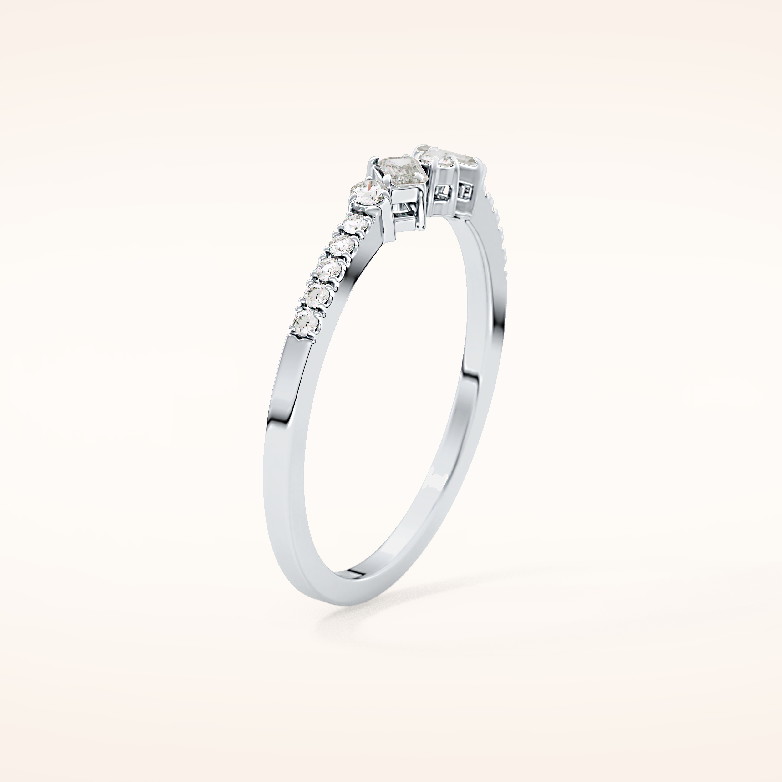 0.3 TCW Round & Emerald Shaped Moissanite Multi Stone Wedding Band