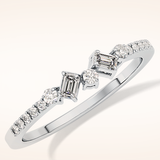 0.3 TCW Round & Emerald Shaped Moissanite Multi Stone Wedding Band