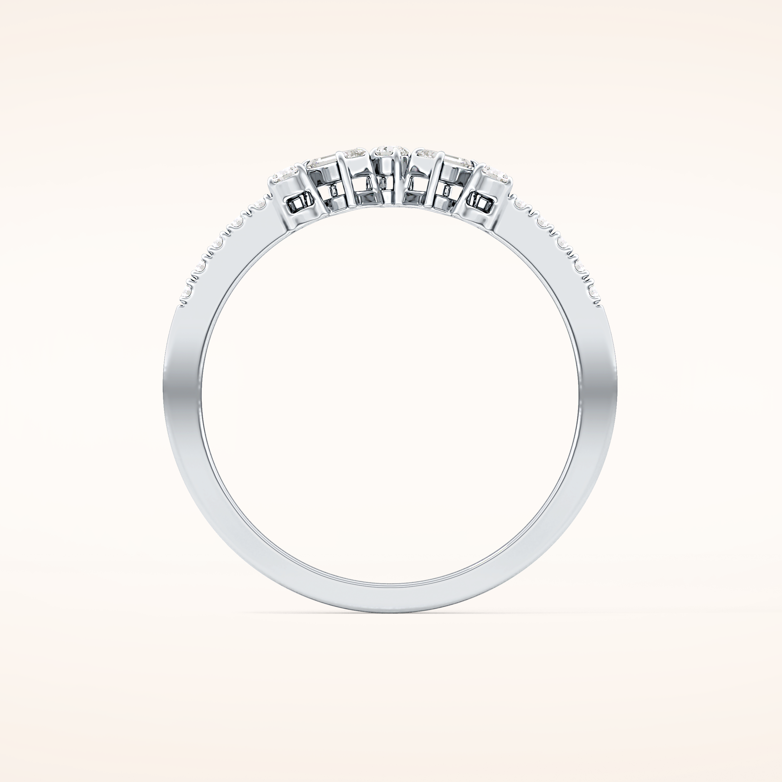 0.3 TCW Round & Emerald Shaped Moissanite Multi Stone Wedding Band
