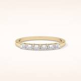 0.42 TCW Emerald Shaped Moissanite Semi Pave Wedding Band
