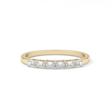 Semi Pave Wedding Band with 0.42 TCW Emerald Cut Moissanite – Yellow, White, or Rose Gold