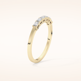 0.42 TCW Emerald Shaped Moissanite Semi Pave Wedding Band