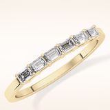 0.42 TCW Emerald Shaped Moissanite Semi Pave Wedding Band