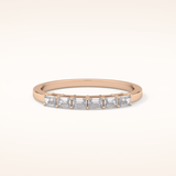 0.42 TCW Emerald Shaped Moissanite Semi Pave Wedding Band