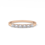 Semi Pave Wedding Band with 0.42 TCW Emerald Cut Moissanite – Yellow, White, or Rose Gold