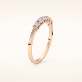 0.42 TCW Emerald Shaped Moissanite Semi Pave Wedding Band