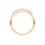 Semi Pave Wedding Band with 0.42 TCW Emerald Cut Moissanite – Yellow, White, or Rose Gold