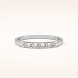 0.42 TCW Emerald Shaped Moissanite Semi Pave Wedding Band