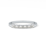 Semi Pave Wedding Band with 0.42 TCW Emerald Cut Moissanite – Yellow, White, or Rose Gold