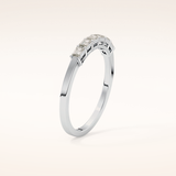 0.42 TCW Emerald Shaped Moissanite Semi Pave Wedding Band