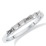 Semi Pave Wedding Band with 0.42 TCW Emerald Cut Moissanite – Yellow, White, or Rose Gold