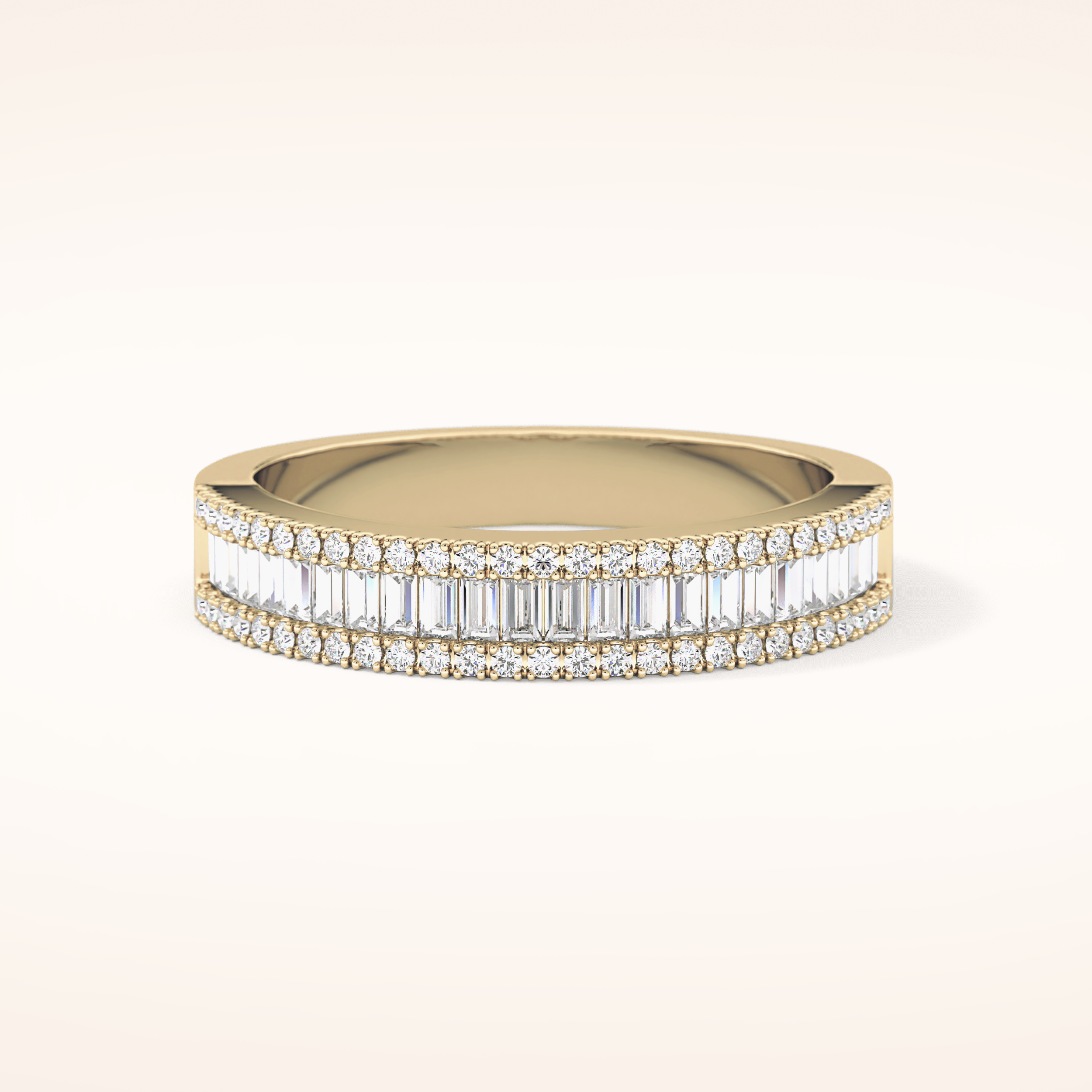 0.72 TCW Round & Baguette Shaped Moissanite Channel Setting Wedding Band