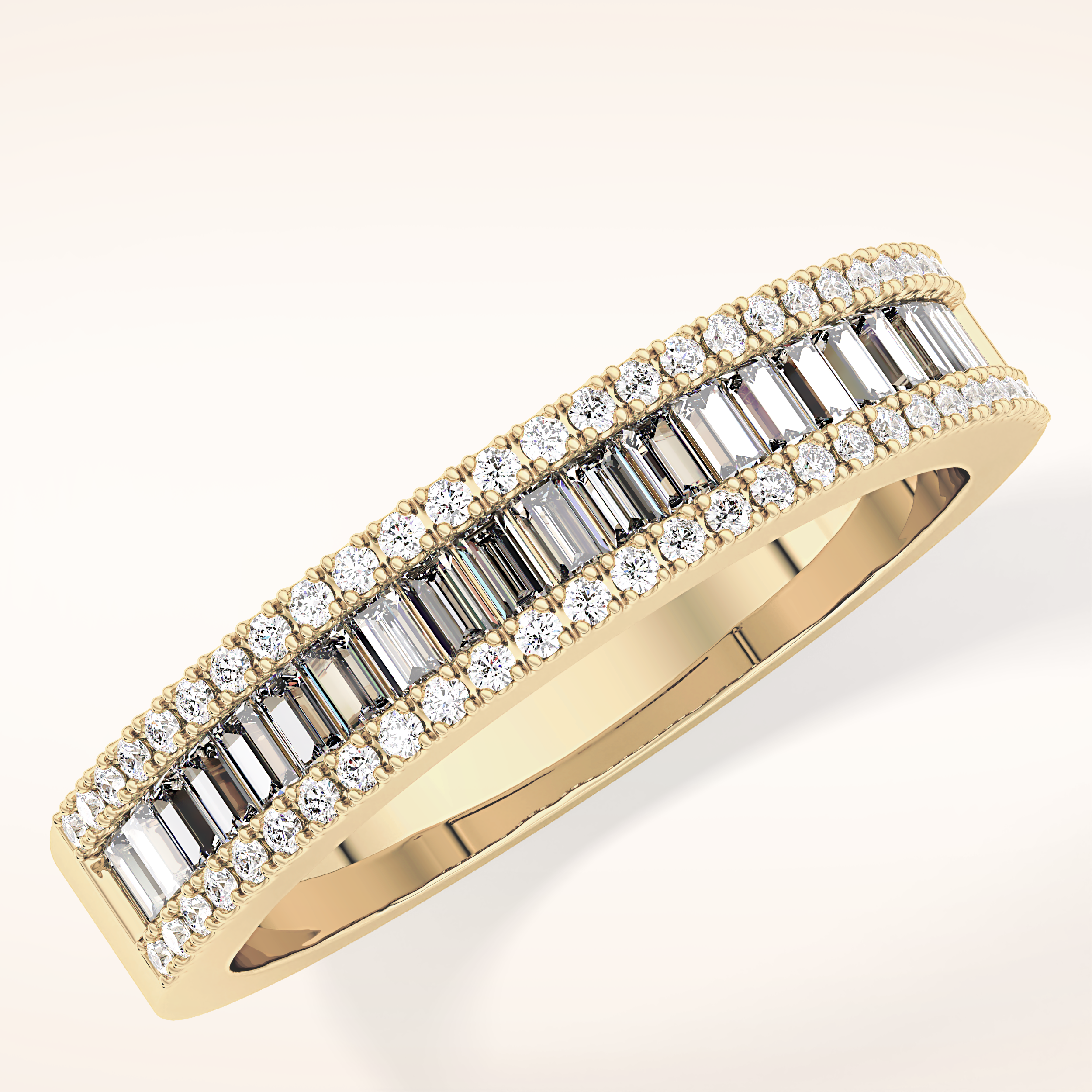 0.72 TCW Round & Baguette Shaped Moissanite Channel Setting Wedding Band